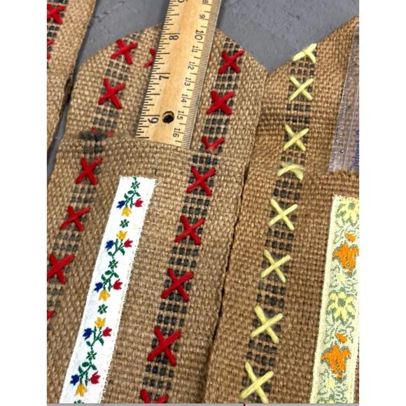 Vintage Hanging Fabric Handmade Yard Stick Ruler Holders Set of 6 - Picture 2 of 16